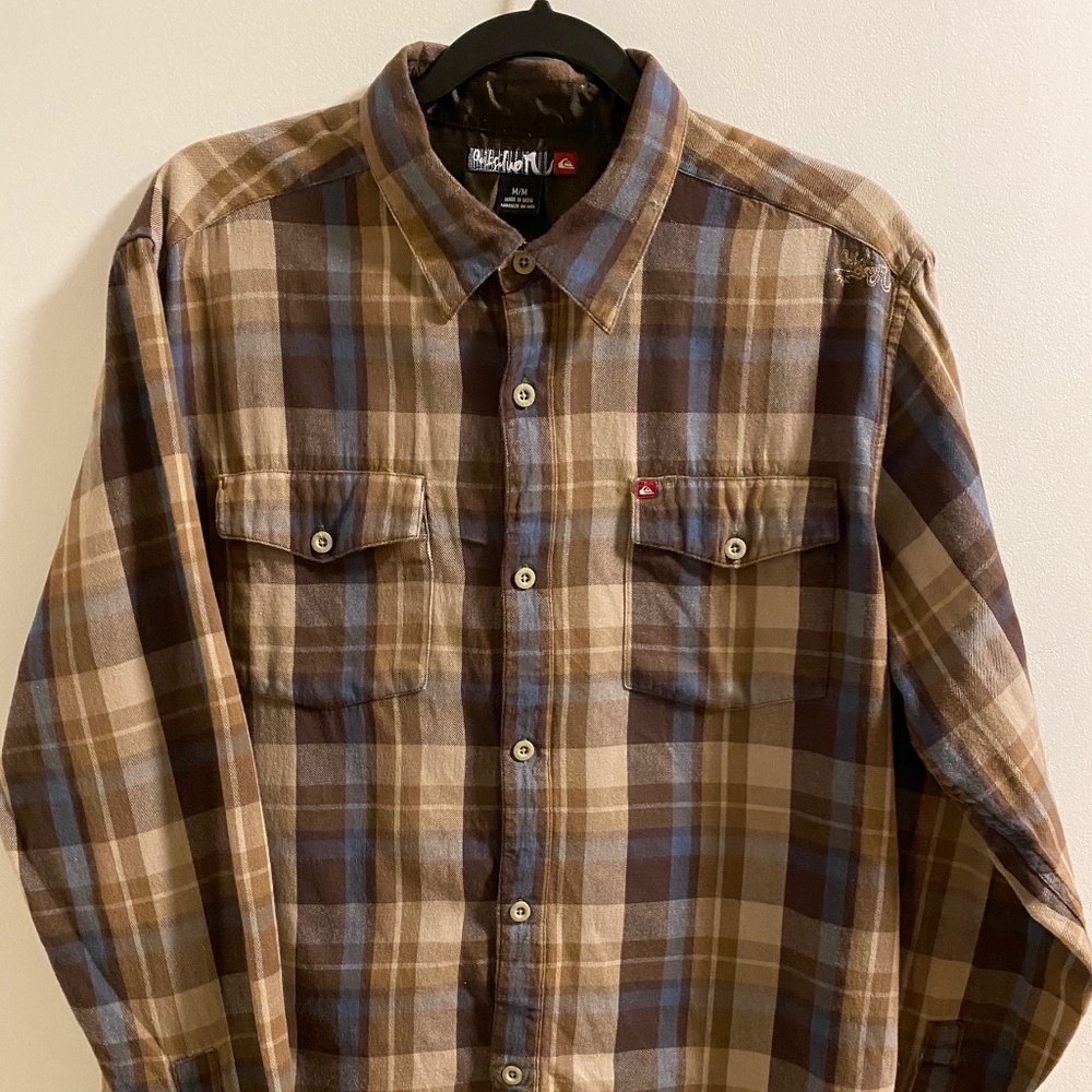 Quiksilver Brown Plaid Long Sleeve Button-Up Shirt